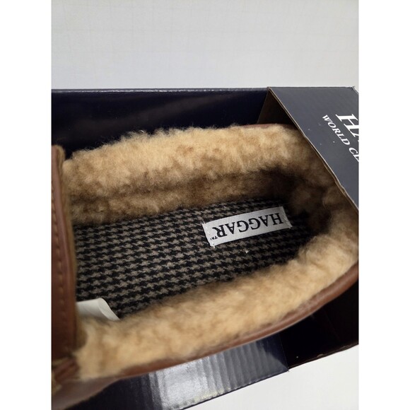 Haggar Mens Faux Leather Slip on Loafer Slippers brown Size L 9.5-10.5 New - Picture 3 of 5